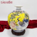 Bình hút lộc vẽ vàng bổ khung nhị cảnh chim muôn và hoa cao 30cm SG-BHL144
