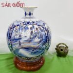 Bình hút lộc vẽ vàng bổ khung tứ cảnh sơn nước hữu tình cao 35cm SG-BHL148