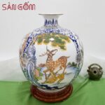 Bình hút lộc vẽ vàng bổ khung tứ cảnh tùng cúc trúc mai cao 40cm SG-BHL149