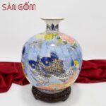 Bình hút lộc vẽ vàng cá chép ngàn hoa niên niên hữu dư cao 30cm SG-BHL150