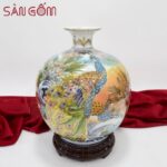 Bình hút lộc vẽ vàng chim công ngàn hoa vinh hoa phú quý cao 30cm SG-BHL152