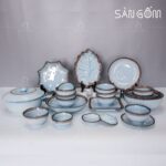 Bộ bát đĩa men xanh kẻ viền 23 món SG-BD37