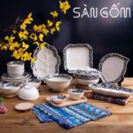 Bộ bát đĩa Bát Tràng hoa văn vẽ tay 16 món SG-BD45