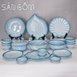 Bộ bát đĩa men xanh cát trắng 19 món SG-BD79