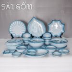 Bộ bát đĩa men xanh cát trắng 27 món SG-BD83