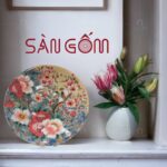 Đĩa cảnh họa tiết chim én vườn hoa gốm sứ SG-ĐC39