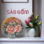 Đĩa cảnh họa tiết hoa hồng gốm sứ Bát Tràng SG-ĐC41