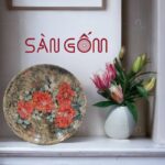 Đĩa cảnh họa tiết hoa vẽ tay gốm sứ Bát Tràng SG-ĐC42