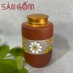Hộp đựng trà khắc hoa gốm đất đỏ Bát Tràng SG-BĐT45