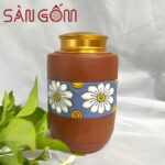 Hộp đựng trà khắc hoa gốm đất đỏ Bát Tràng cao cấp SG-BĐT46