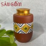 Hũ đựng trà gốm đất đỏ khắc họa tiết thổ cẩm SG-BĐT49