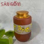 Hũ đựng trà gốm đất đỏ khắc họa tiết chuồn Bát Tràng SG-BĐT50