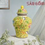 Lọ hoa dáng chóe họa tiết dây hoa gốm sứ Bát Tràng SG-LH404