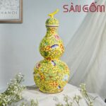 Lọ hoa dáng hồ lô họa tiết dây hoa gốm sứ Bát Tràng SG-LH405