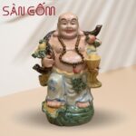Tượng Di Lặc gánh hồ lô đào men rạn SG-TDL03