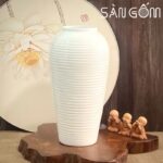 Vò cắm hoa men trắng khử gốm sứ Bát Tràng SG-LH408