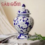 Lọ hoa dáng chóe cổ dế vẽ hoa gốm sứ Bát Tràng SG-LH416