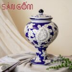 Lọ hoa dáng đèn dầu vẽ hoa gốm sứ Bát Tràng SG-LH419