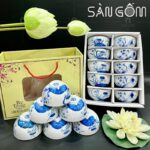Bộ 10 bát cơm gốm sứ Bát Tràng họa tiết hoa sen xanh dương SG-BC35