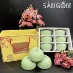 Bộ 6 bát cơm màu xanh ngọc trơn gốm sứ Bát Tràng SG-BC44