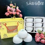 Bộ 6 bát cơm trắng trơn gốm sứ Bát Tràng SG-BC46