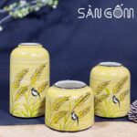 Bộ bình hoa dáng lồng chim họa tiết chim lúa SG-LH439