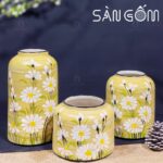 Bộ bình hoa dáng lồng chim họa tiết hoa cúc SG-LH436