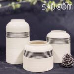 Bộ bình hoa dáng lồng chim họa tiết kẻ sọc SG-LH427