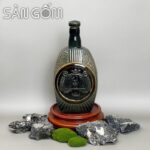 Chai rượu sứ men xanh hỏa biến họa tiết cổ SG-NR52