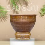 Chậu trồng sen gốm sứ Bát Tràng màu gạch nung SG-LN32
