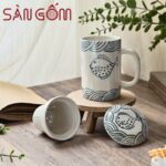 Cốc lọc trà gốm sứ Bát Tràng họa tiết cá lớn SG-LS179