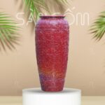 Lu nước gốm sứ Bát Tràng màu đỏ họa tiết dây hoa phù dung khắc nổi SG-LN23