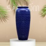 Lu nước gốm sứ Bát Tràng màu xanh coban họa tiết viền tròn vuốt tay SG-LN18