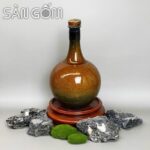 Nậm rượu dáng bầu tròn men nâu hỏa biến gốm sứ Bát Tràng SG-NR48
