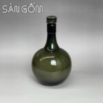 Nậm rượu dáng bầu tròn men xanh hỏa biến gốm sứ Bát Tràng SG-NR47