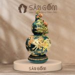 Bình hồ lô mã đáo thành công men xanh cổ vịt đắp nổi SG-HL13