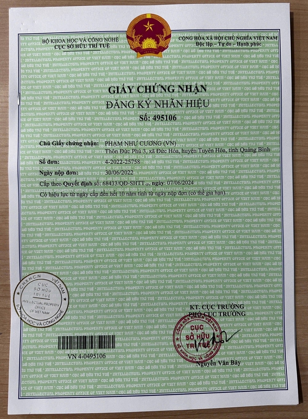 Giấy chứng nhận đăng ký nhãn hiệu – SÀN GỐM