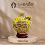 Bình hút lộc thuận buồm xuôi gió men vàng đắp nổi vẽ vàng SG-BHL176