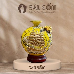 Bình hút lộc thuận buồm xuôi gió men vàng đắp nổi vẽ vàng SG-BHL176