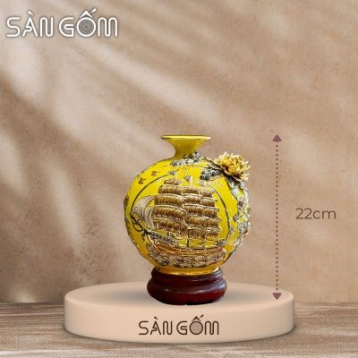 Bình hút lộc thuận buồm xuôi gió men vàng đắp nổi vẽ vàng SG-BHL176