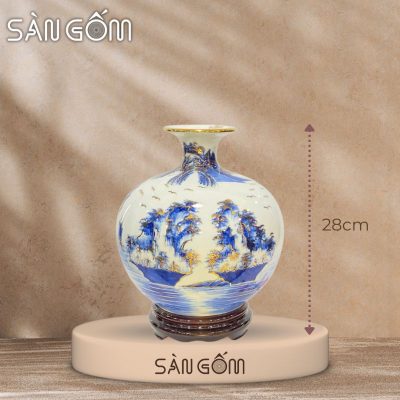 Bình hút lộc thuận buồm xuôi gió cảnh Vịnh Hạ Long vẽ vàng SG-BHL163