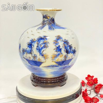 Bình hút lộc thuận buồm xuôi gió cảnh Vịnh Hạ Long vẽ vàng SG-BHL163