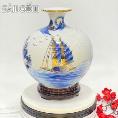 Bình hút lộc thuận buồm xuôi gió cảnh Vịnh Hạ Long vẽ vàng SG-BHL163