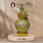 Hồ lô họa tiết dây hoa đắc Lộc men vàng đắp nổi vẽ vàng SG-HL47