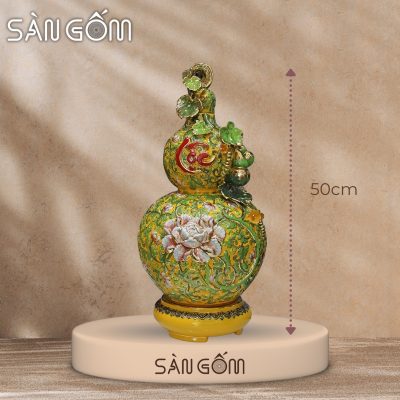 Hồ lô họa tiết dây hoa đắc Lộc men vàng đắp nổi vẽ vàng SG-HL47