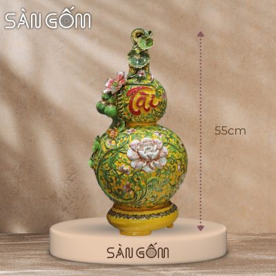 Hồ lô họa tiết dây hoa đắc Tài men vàng đắp nổi vẽ vàng SG-HL46