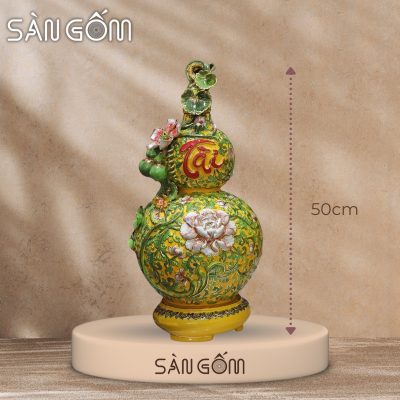 Hồ lô họa tiết dây hoa đắc Tài men vàng đắp nổi vẽ vàng SG-HL46