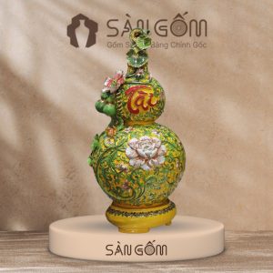 Hồ lô họa tiết dây hoa đắc Tài men vàng đắp nổi vẽ vàng SG-HL46