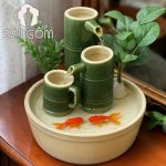 Bộ Thác Nước Tiểu Cảnh Trúc Mini Gốm Sứ Bát Tràng SG-TC01