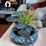 Bộ thác nước phòng thủy tiểu cảnh hoa sen men hỏa biến SG-TC02